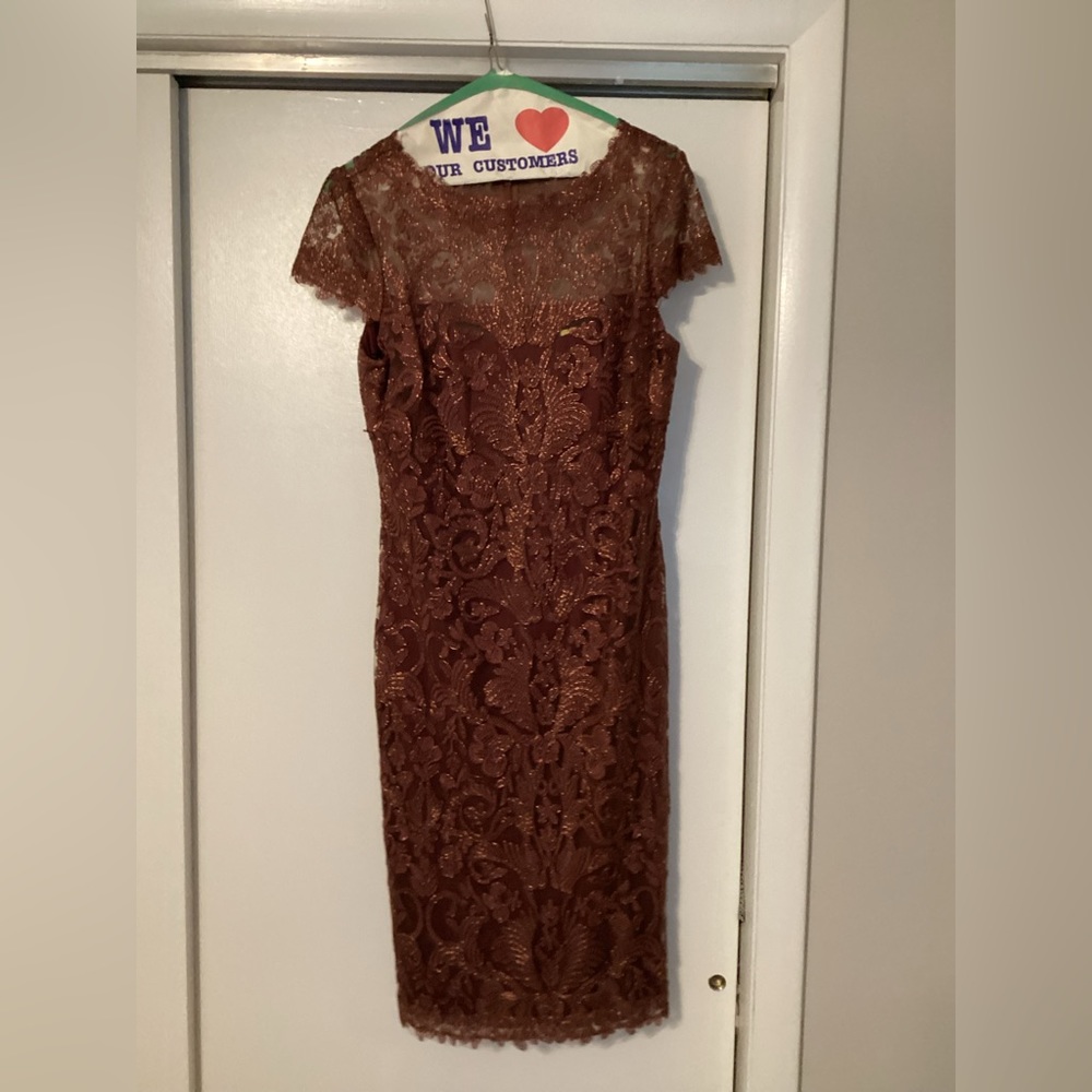 Tadashi Shoji Copper Lace Sheath Dress